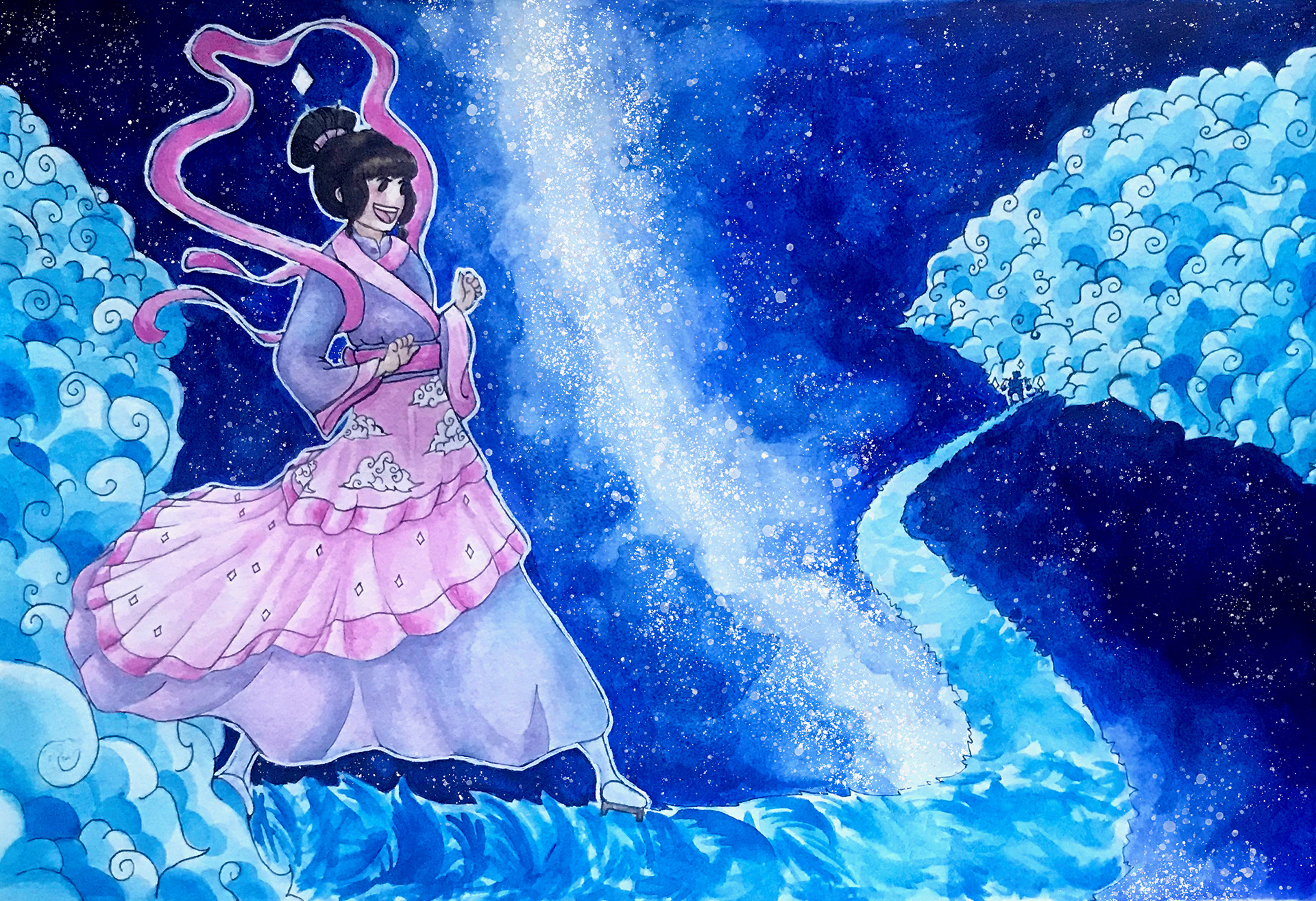 watercolor/pen/photoshop