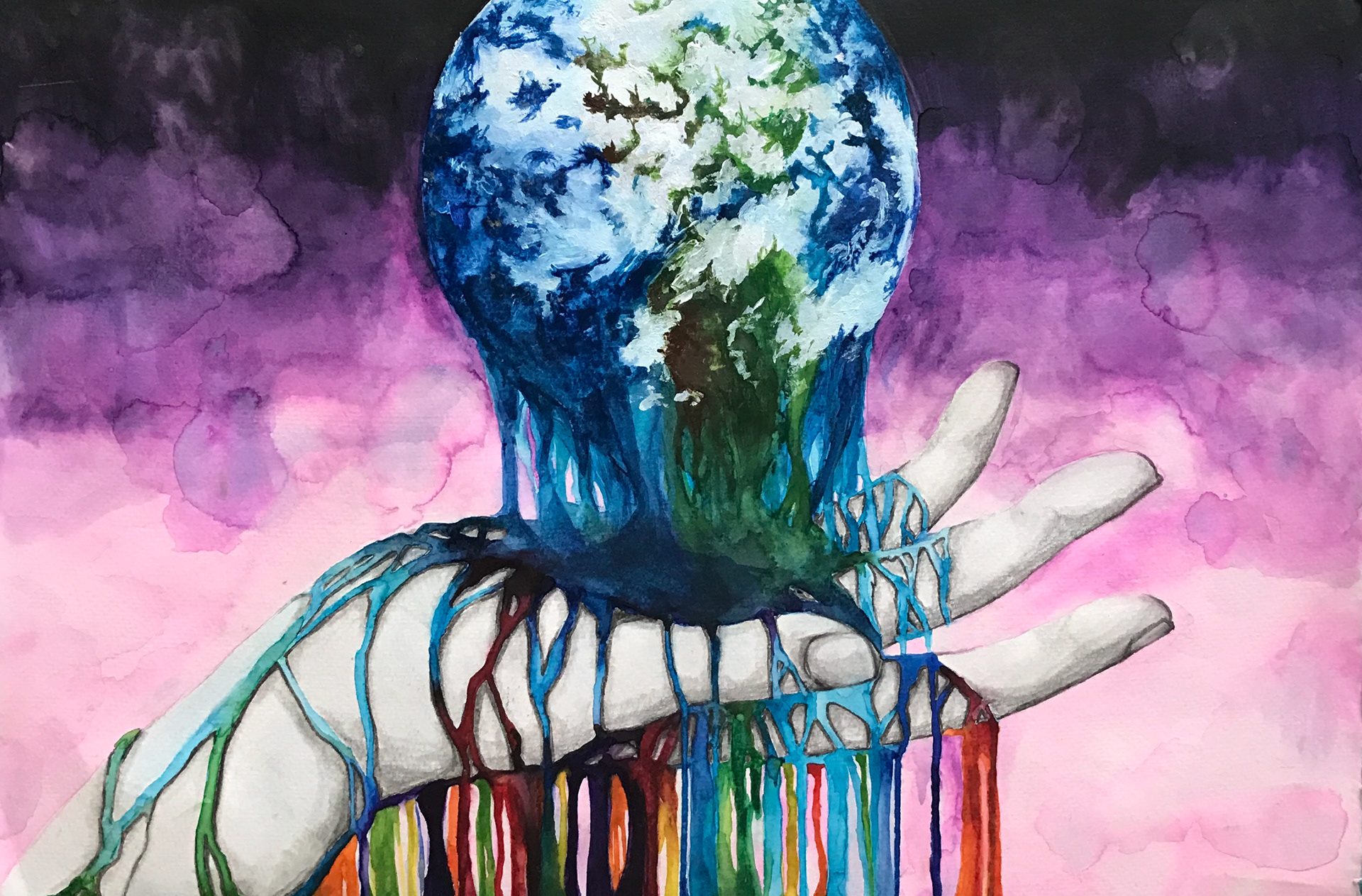 pencil/watercolor/acrylic paint