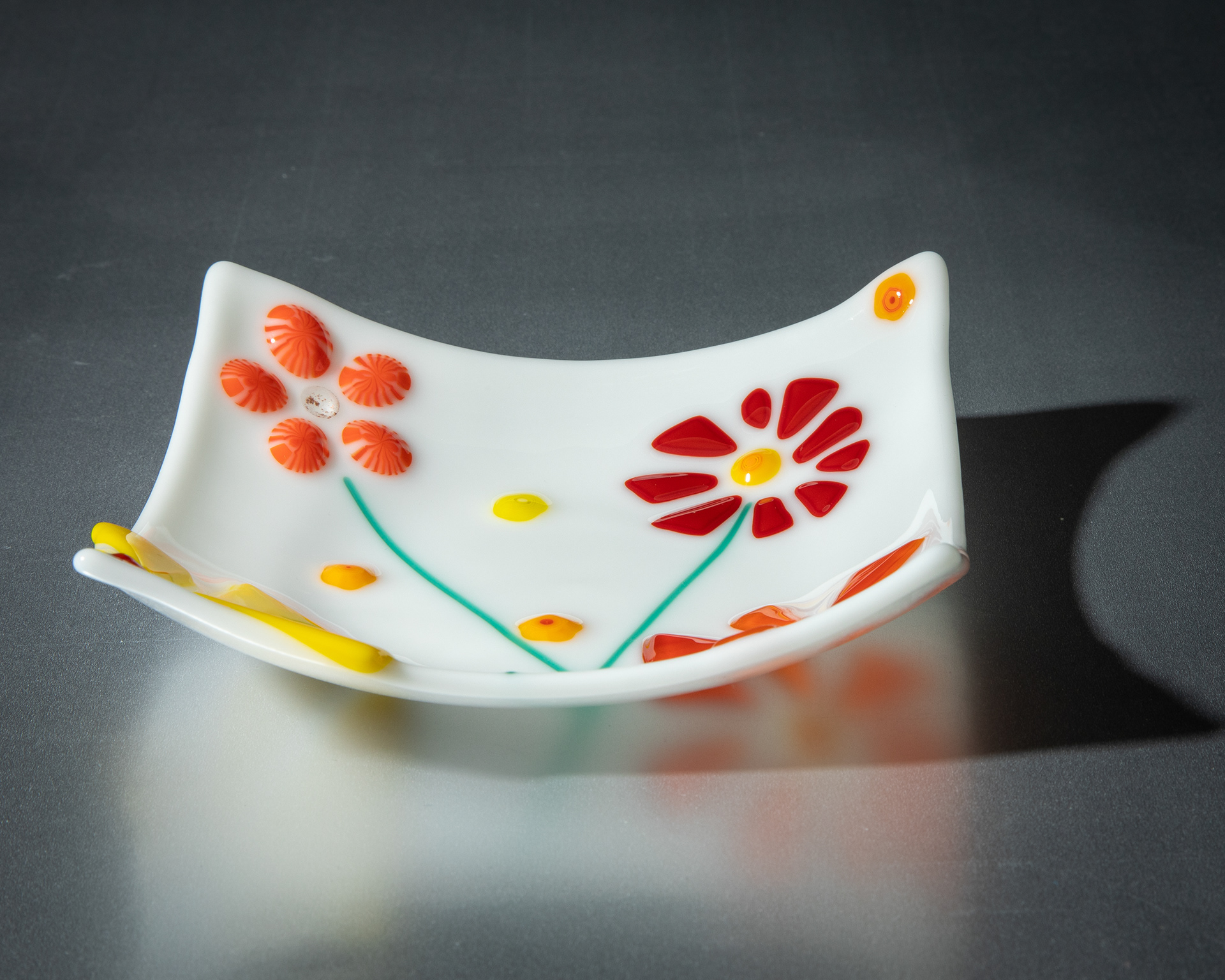 White floral dish-2 (6"x6") (SOLD)