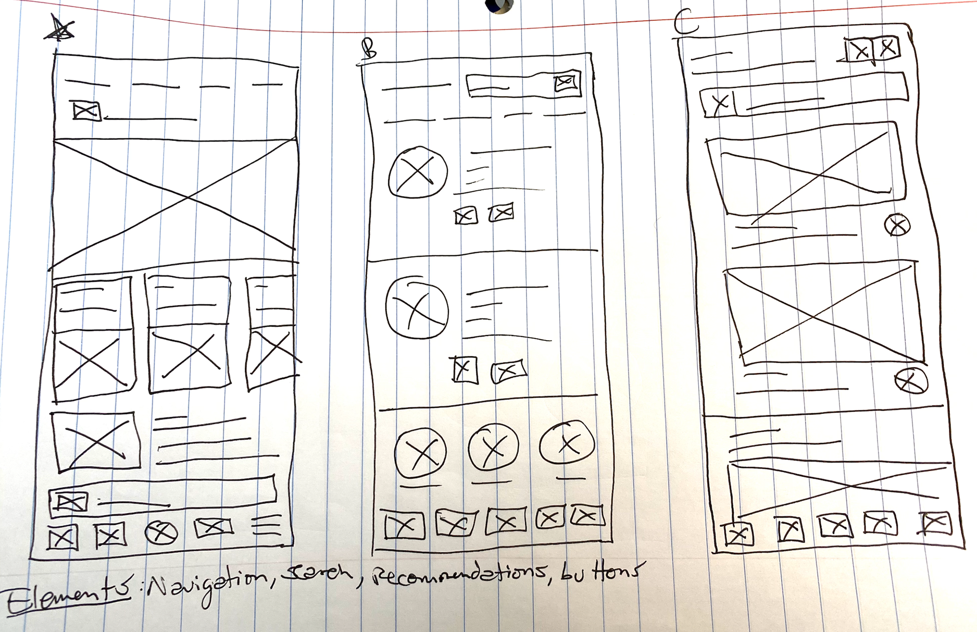 Initial Lo-Fi Wireframe Brainstorm