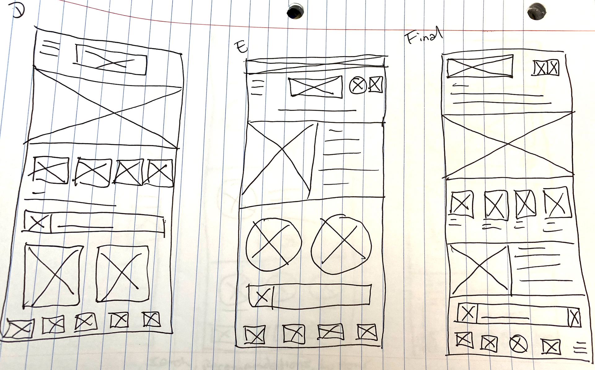 Initial Lo-Fi Wireframe Brainstorm