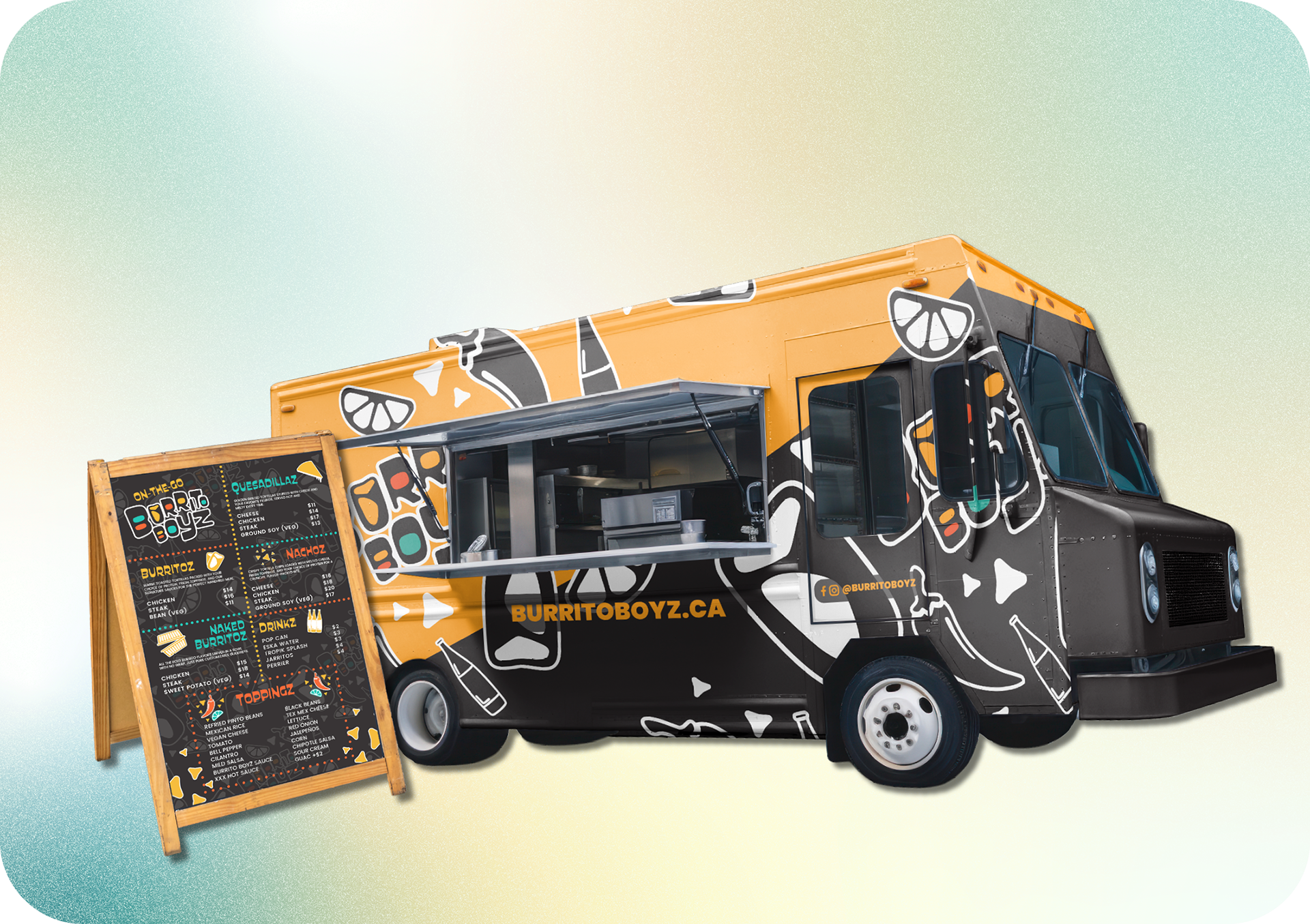 branded food truck wrap and menu board