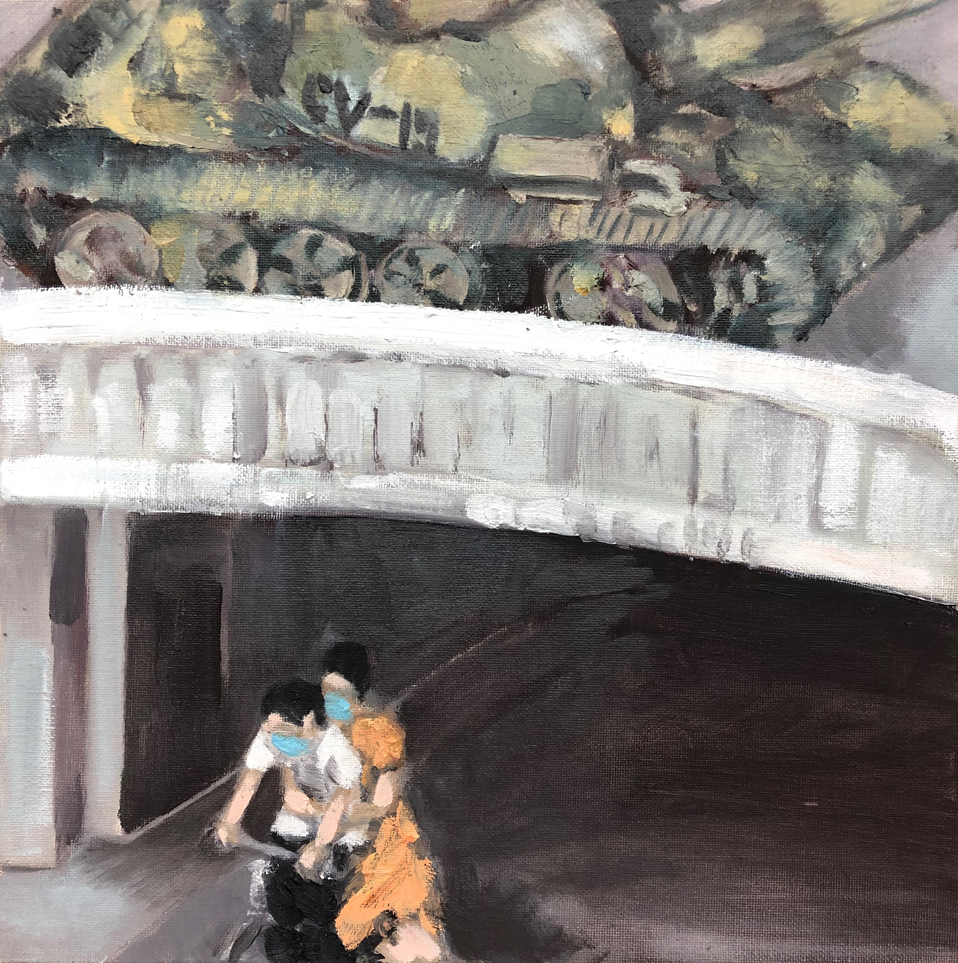 Corona Warfare (12in X 12in, Oil on canvas)