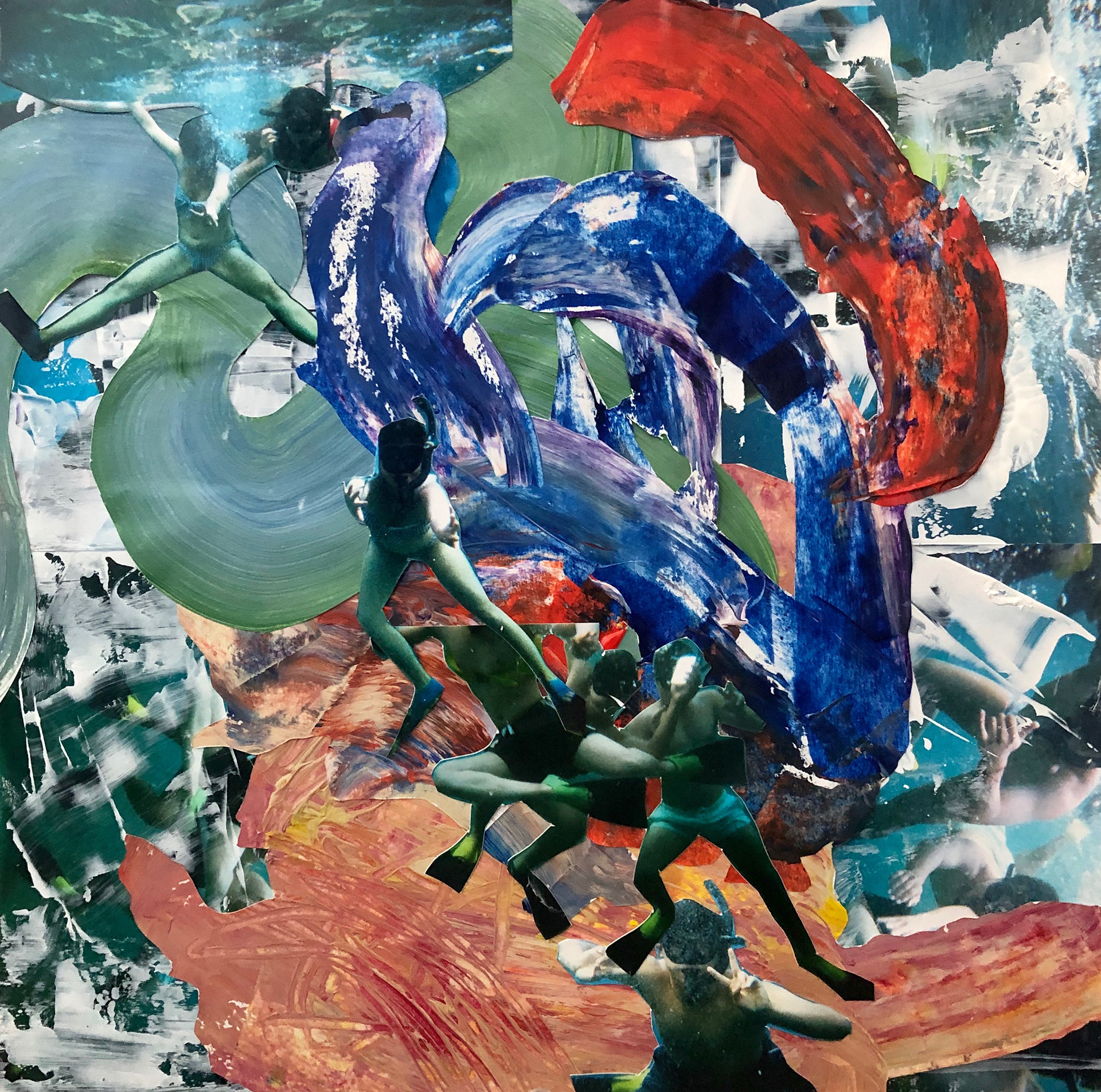 Simulation Maui 7 (12in X 12in, mixed media collage)