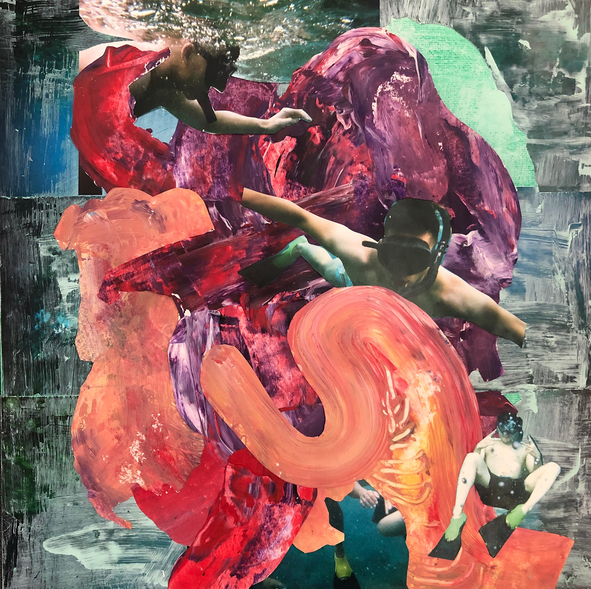 Simulation Maui 3 (12in X 12in, mixed media collage)