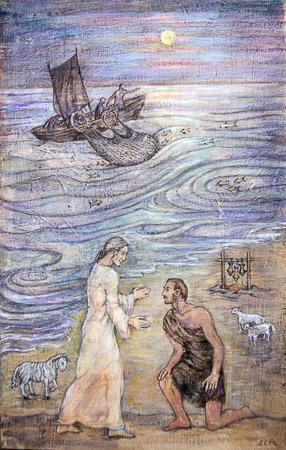 Private commission. St. John’s Gospel, Chapter 21 Mixed media on board 24 x 16 ins