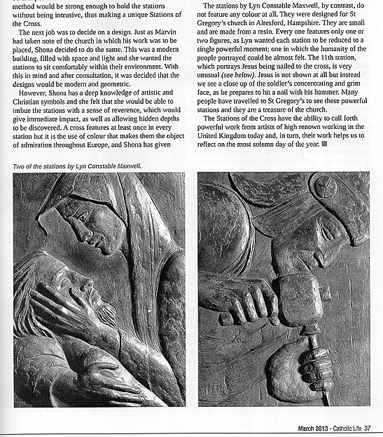 Lyn's Stations of the Cross for Alresford Church have been featured in Catholic Life magazine