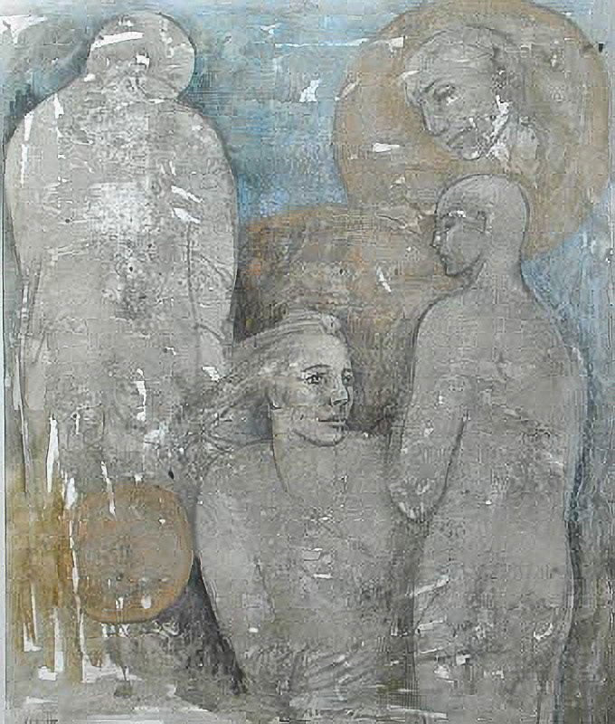 Backward glance mixed media 30x20