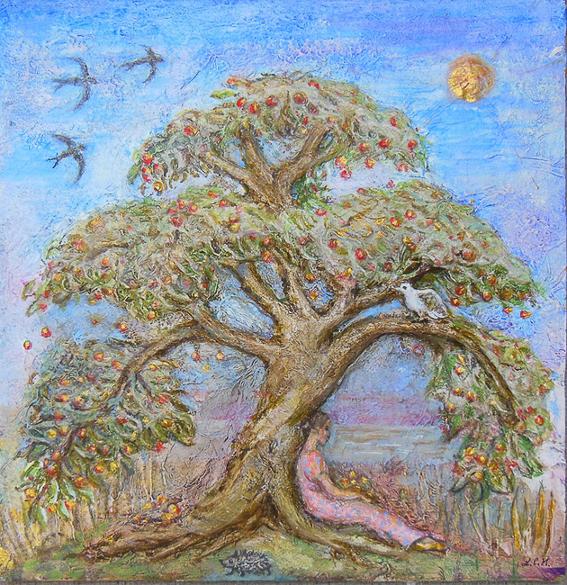 "Linden Lea", mixed media. This was commissioned as a wedding present; the idea was based on two favourite poems for the engaged couple.