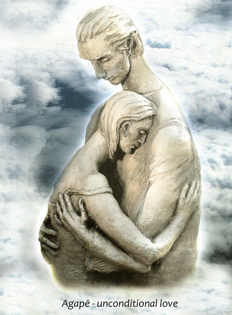 "Agape" : Unconditonal Love, clay for bronze, 12 inches high. This sculpture will be available as an edition of six.