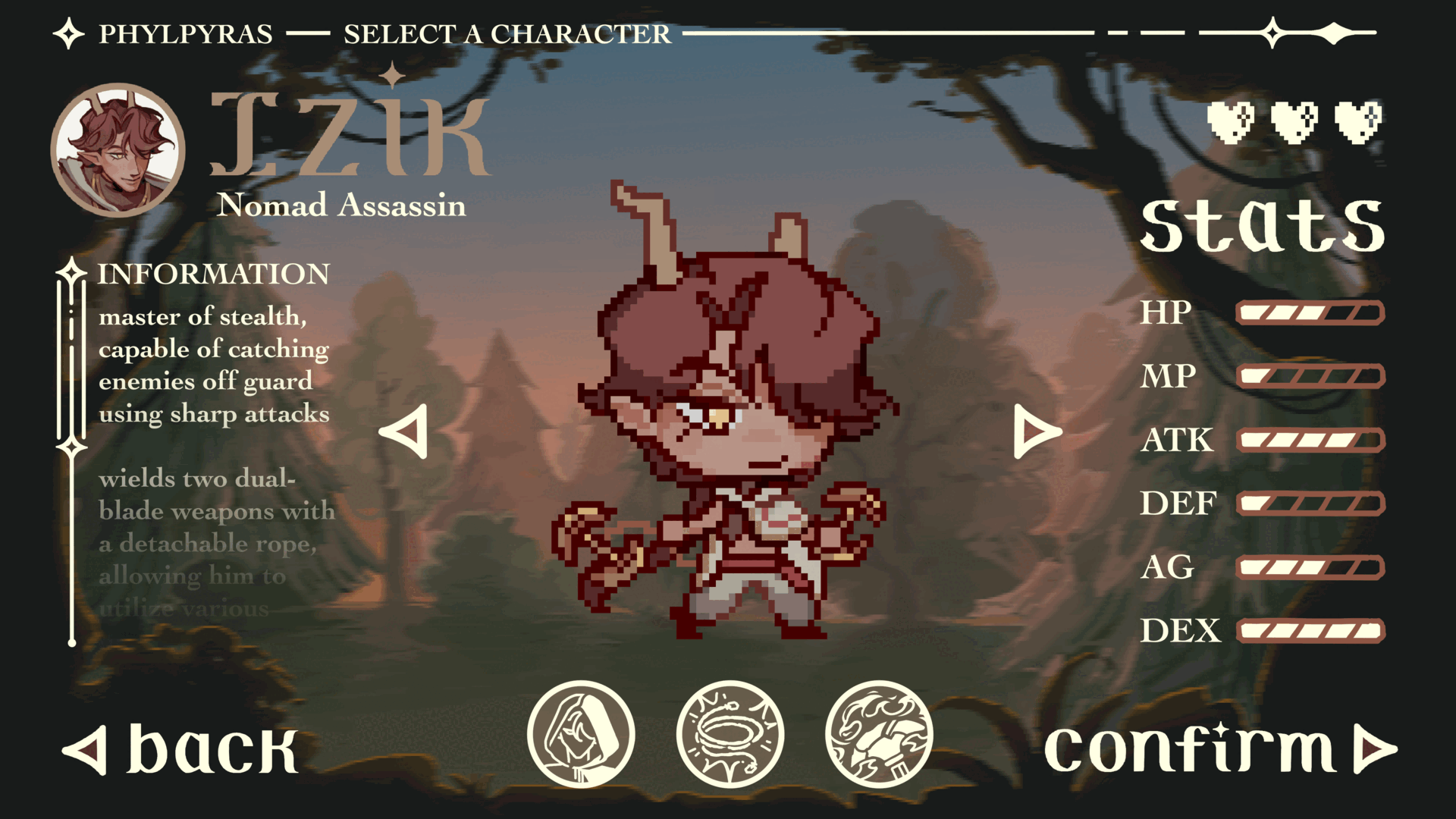 Game concept - Character Selection