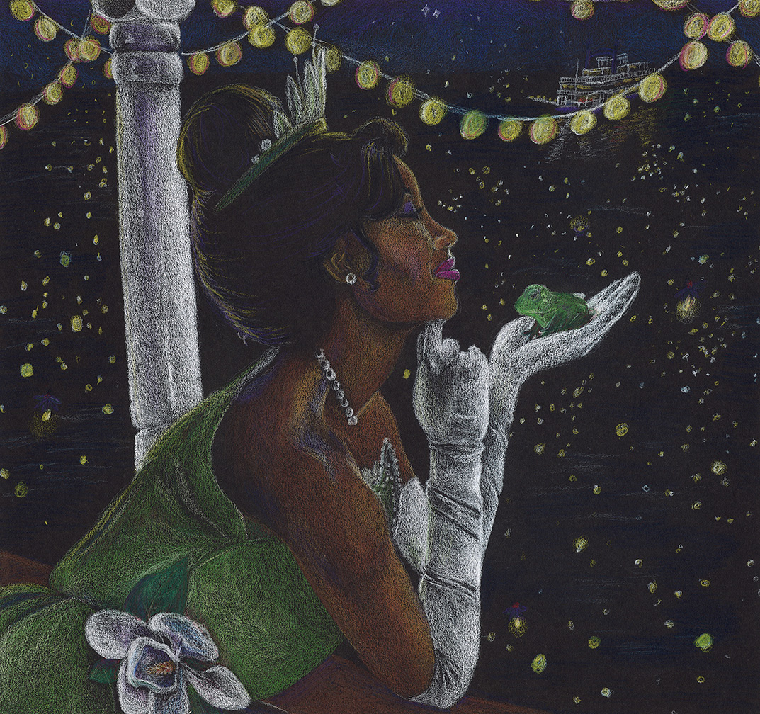 Slimy Kiss, 2018, Colored Pencil on Black Paper