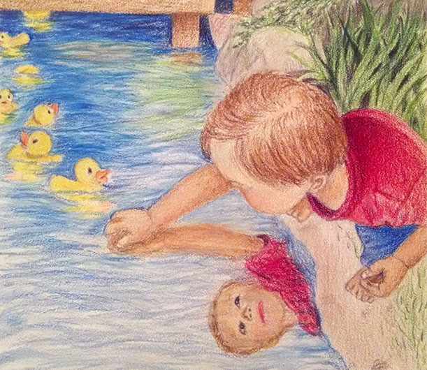 Child Cast Back, 2017 Colored Pencil