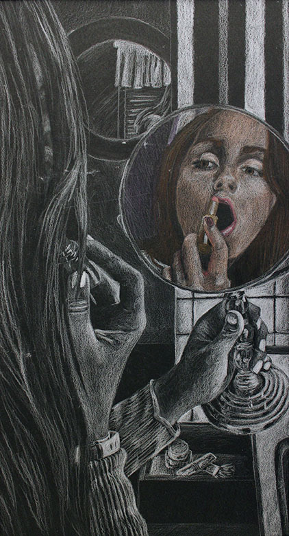 Mirror of Beauty, 2017, Colored Pencil on Black Paper