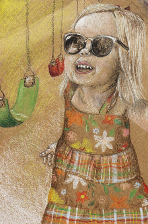Innocent Play, 2018, Colored Pencil on Brown Paper