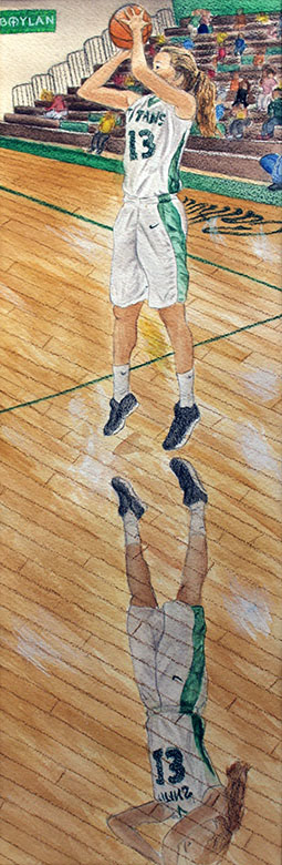 Basketball Star, 2017, Watercolor & Colored Pencil