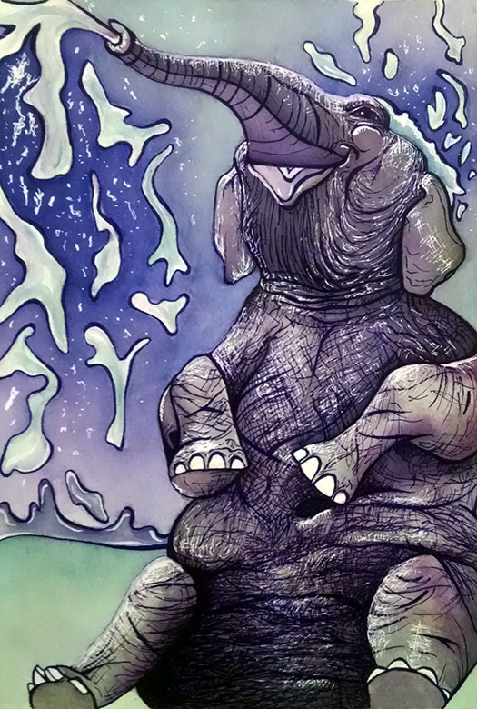 Splash of Fun, 2016, Watercolor & Marker, 11"x 15"