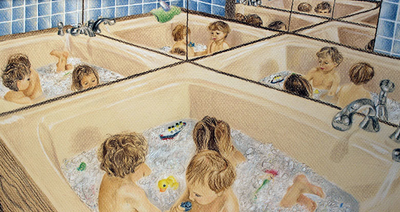 Bath of Mirrors, 2017, Colored Pencil on Bague Paper