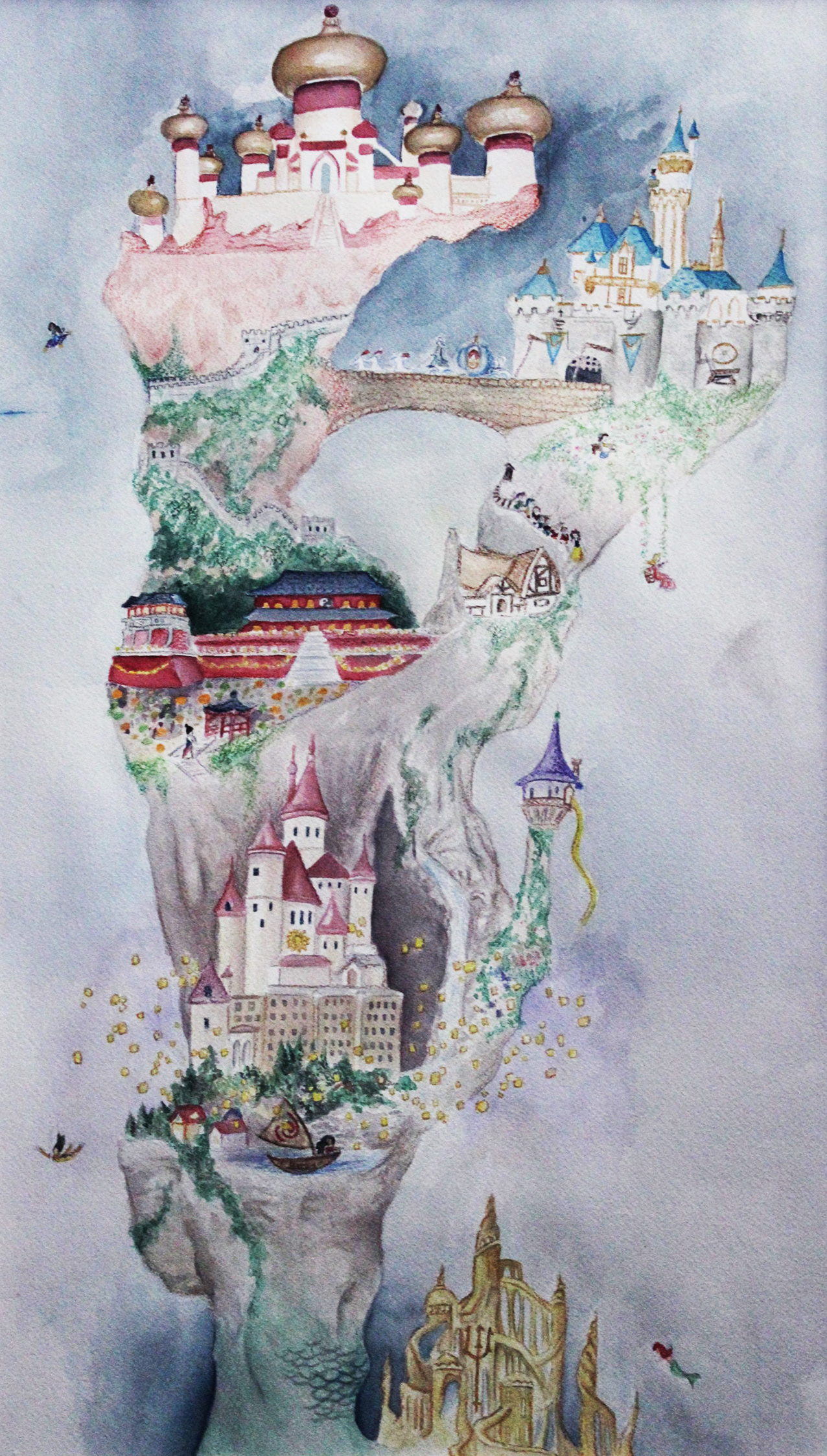 Realm of Princesses, 2018, Watercolor & Micron Pen