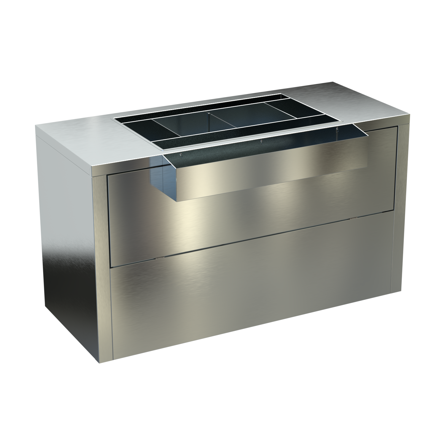 Professional stainless steel bar equipment, industrial product design in SolidWorks, sheet metal steel, SolidWorks Visualize render.