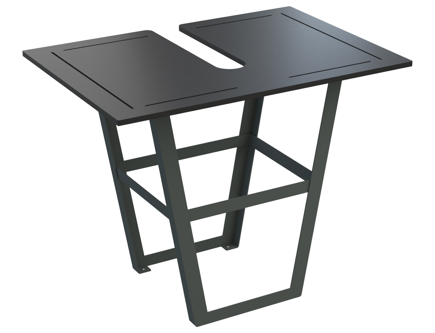 Positioning table for spot welding operations, optimized for electrode access, grounding and operator efficiency. Designed in SolidWorks