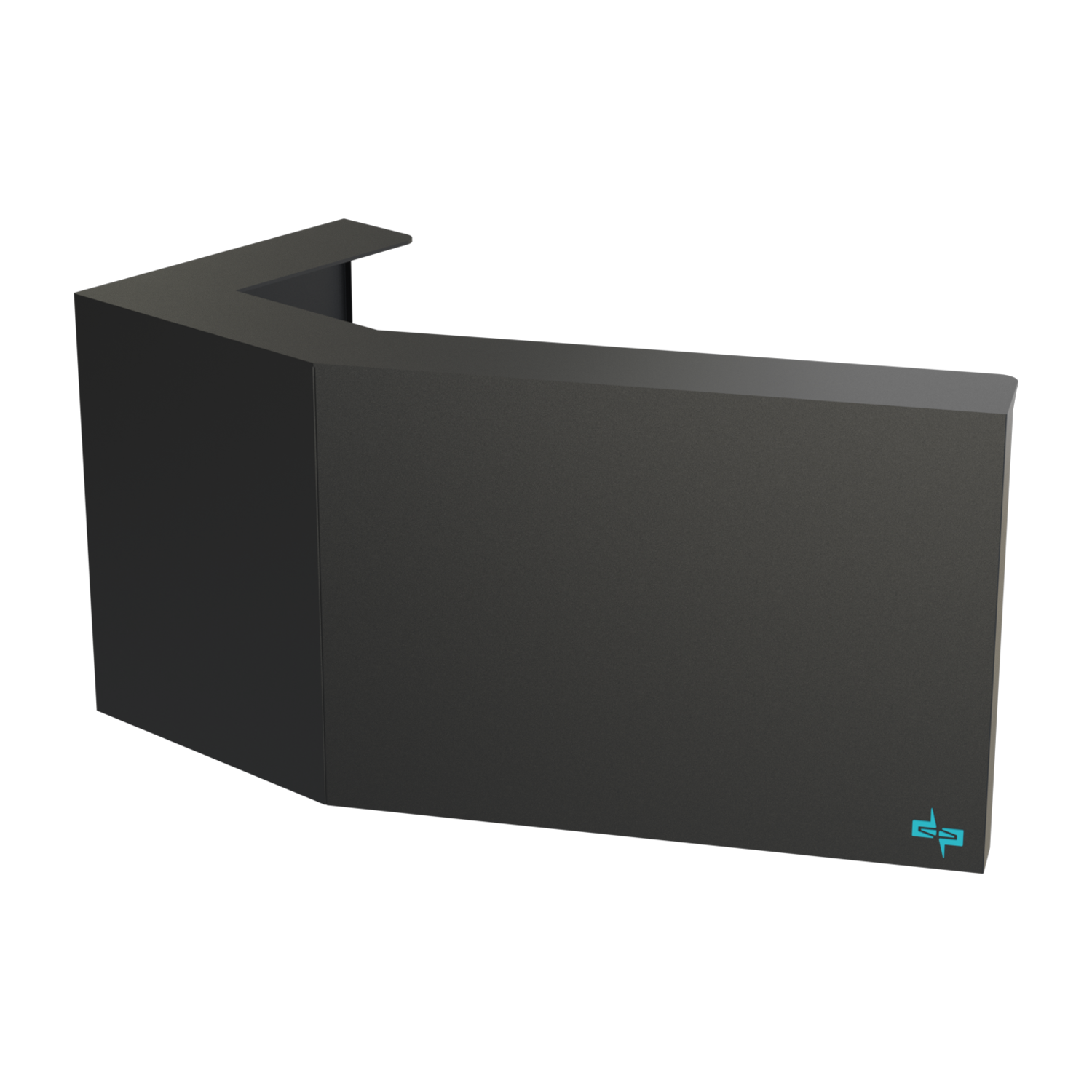 Reception desk, steel and wood industrial product, designed in SolidWorks, Visualize render.