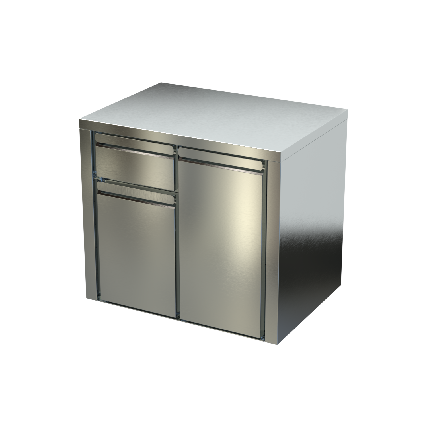 Professional stainless steel bar equipment, industrial product design in SolidWorks, sheet metal steel, SolidWorks Visualize render.