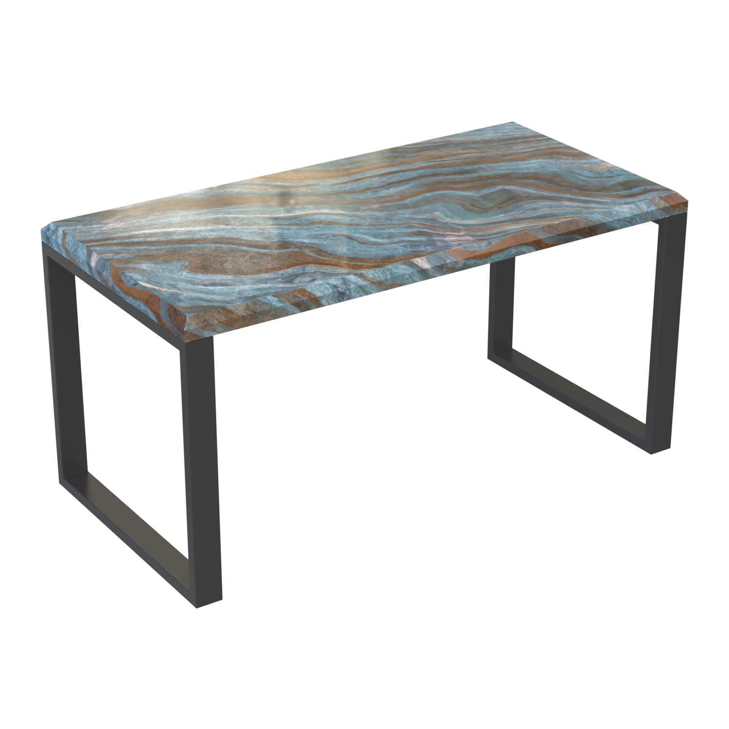 ONYX coffee table with stone top, industrial product design, SolidWorks Visualize render.