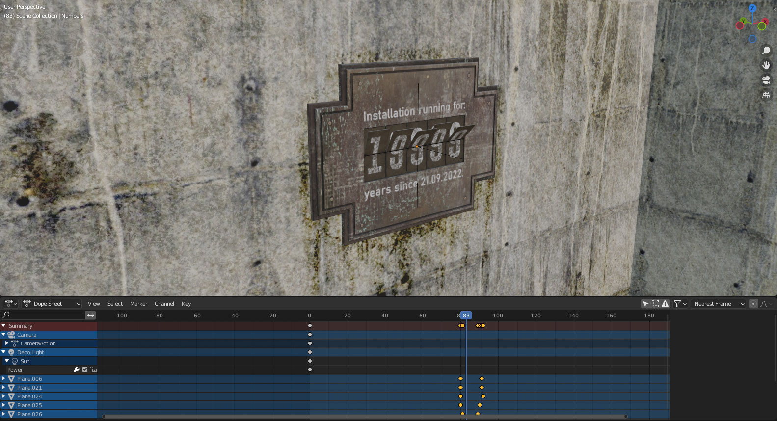 Set piece for the simulation clock