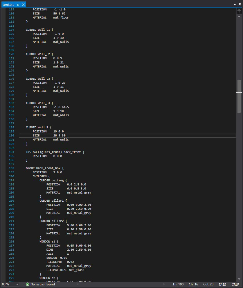 Excerpt from the resulting scene file