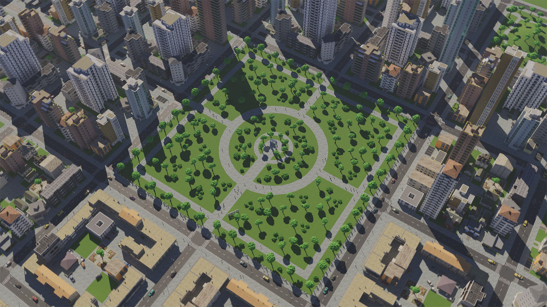 Central park in the middle of the city