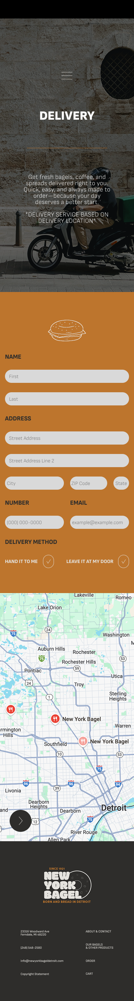 Mobile Delivery Front Page