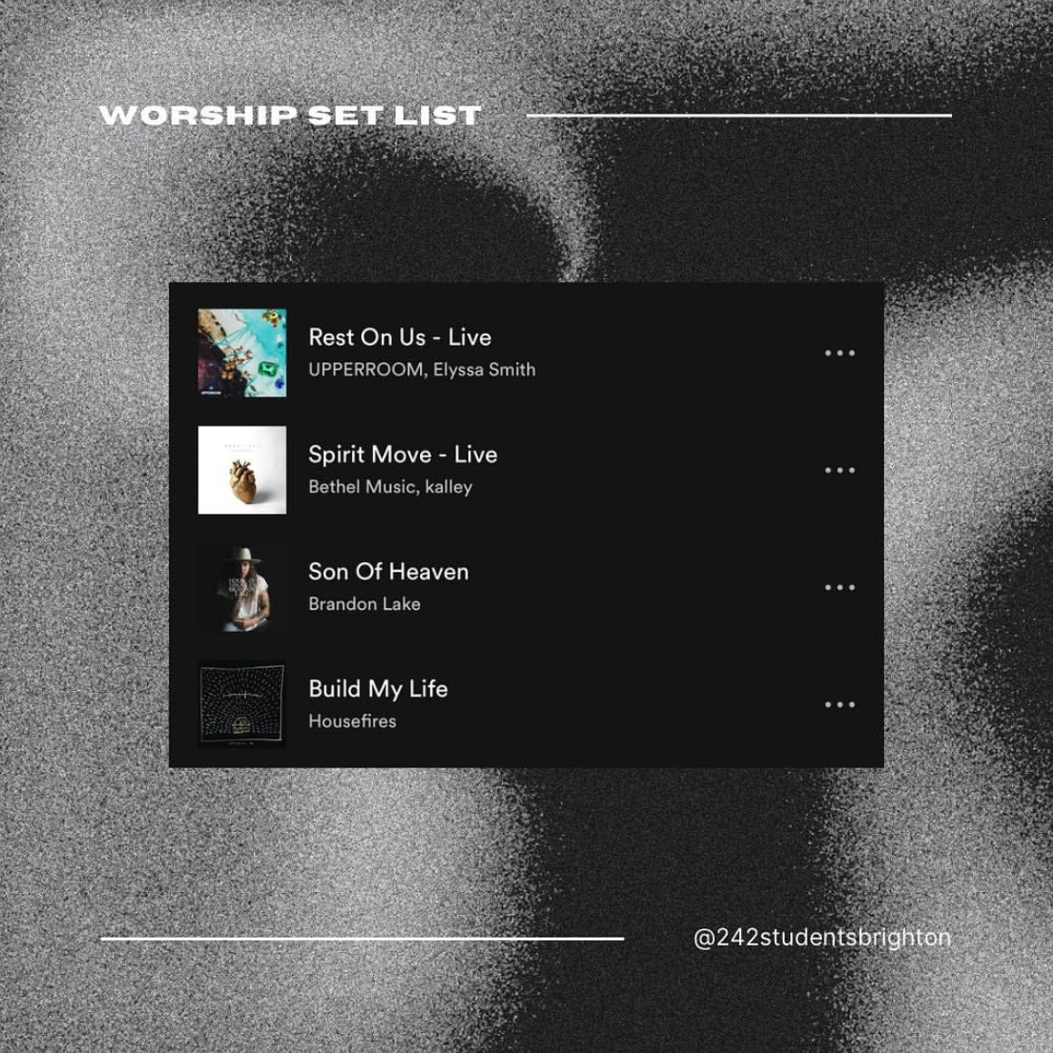 WORSHIP SET LIST