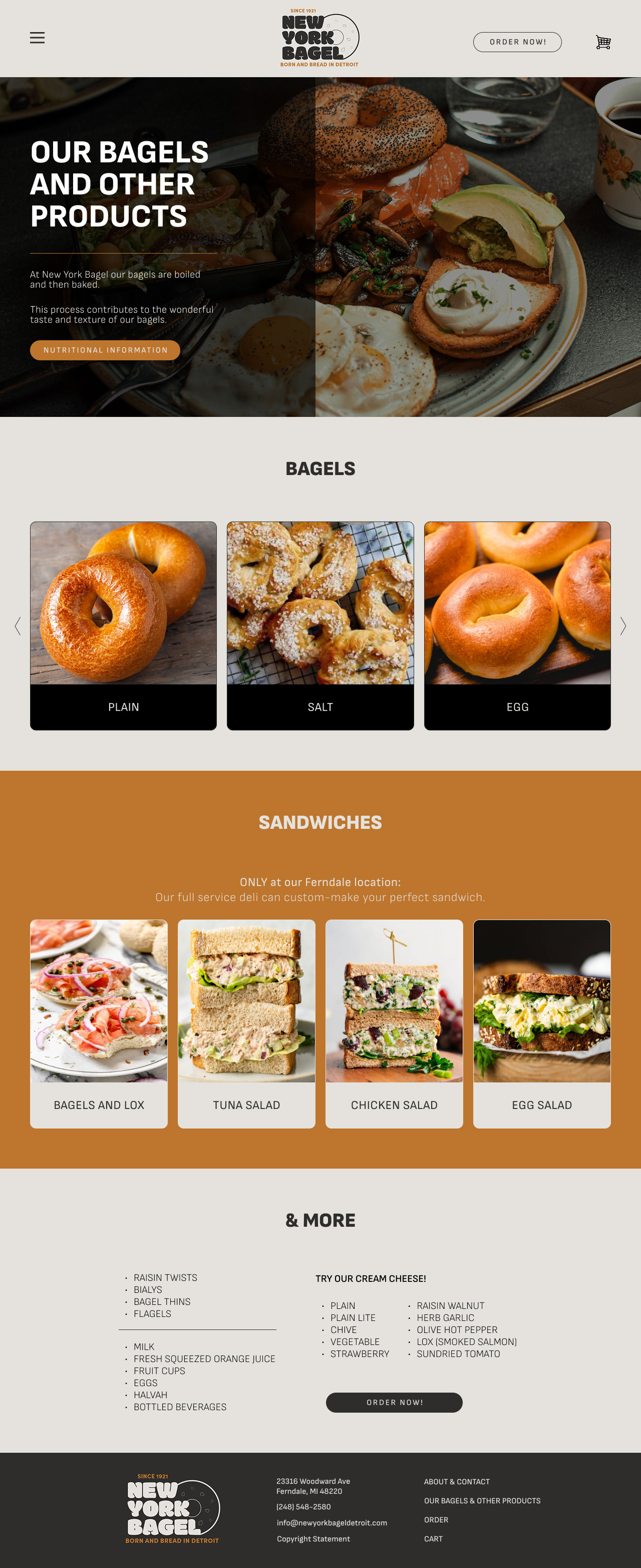 Desktop Our Bagels and Other Products Page