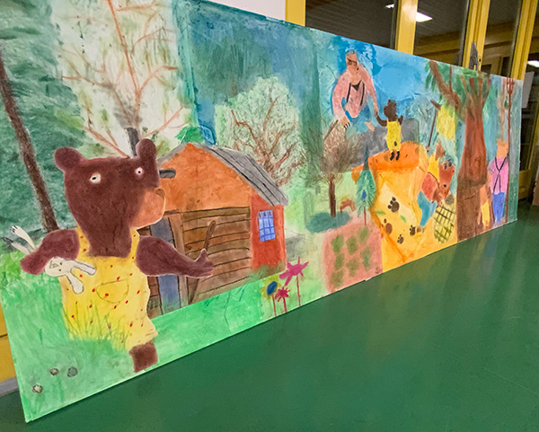 Fresque au pastel sec avec des CE2