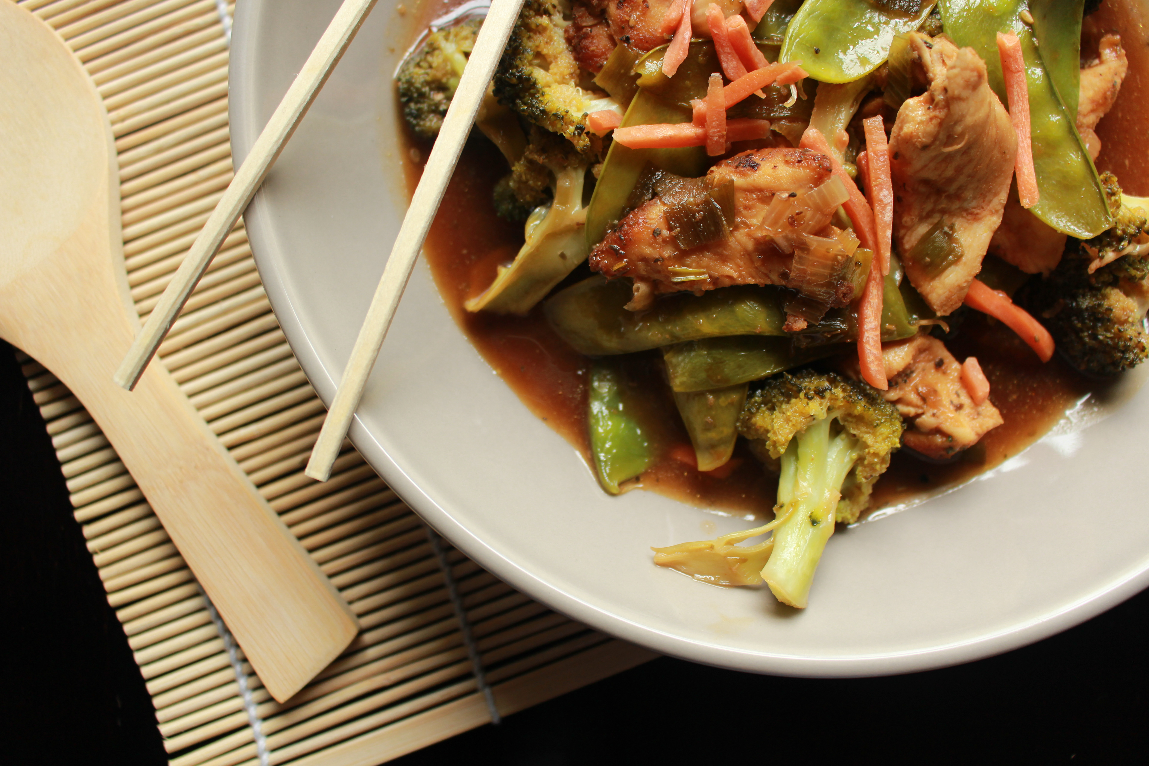 Asian stir fry over rice