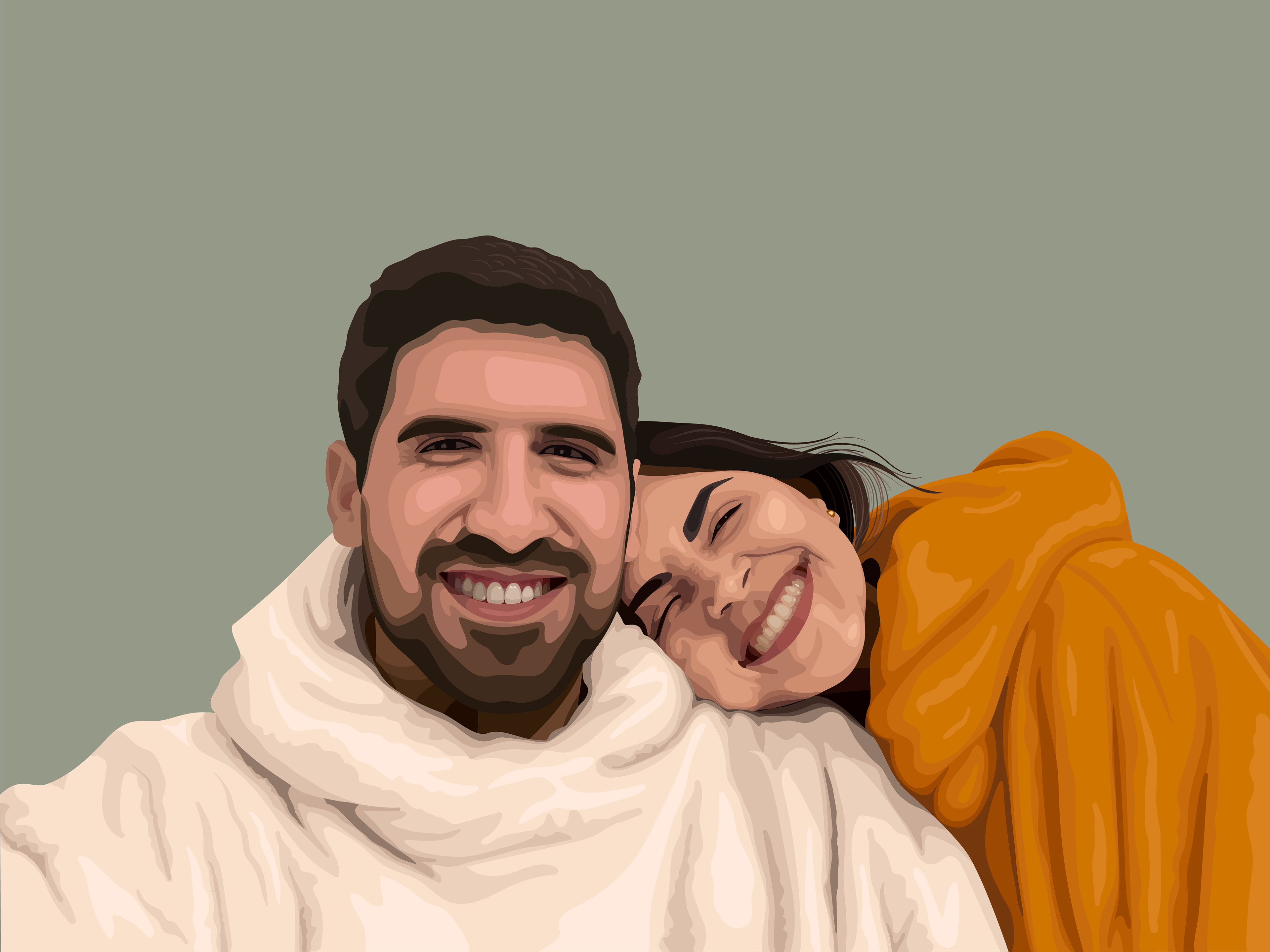 Couple vector portrait
