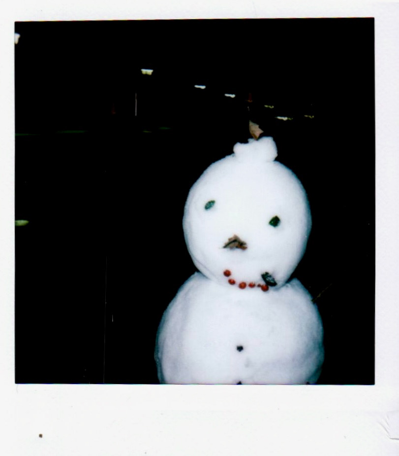 Square Instax photo of Snowman's face