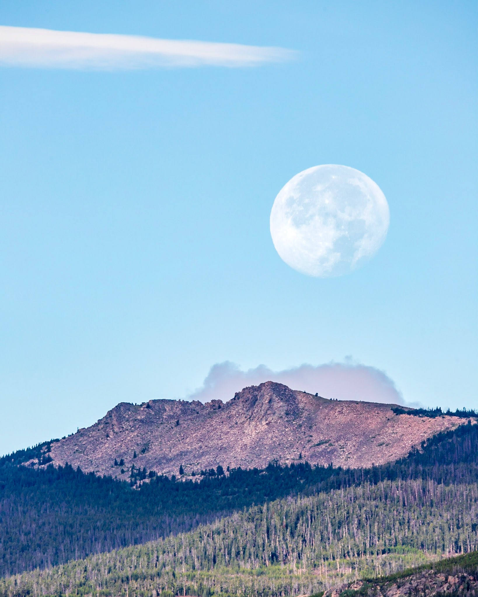 Moonset over Bald Mountain