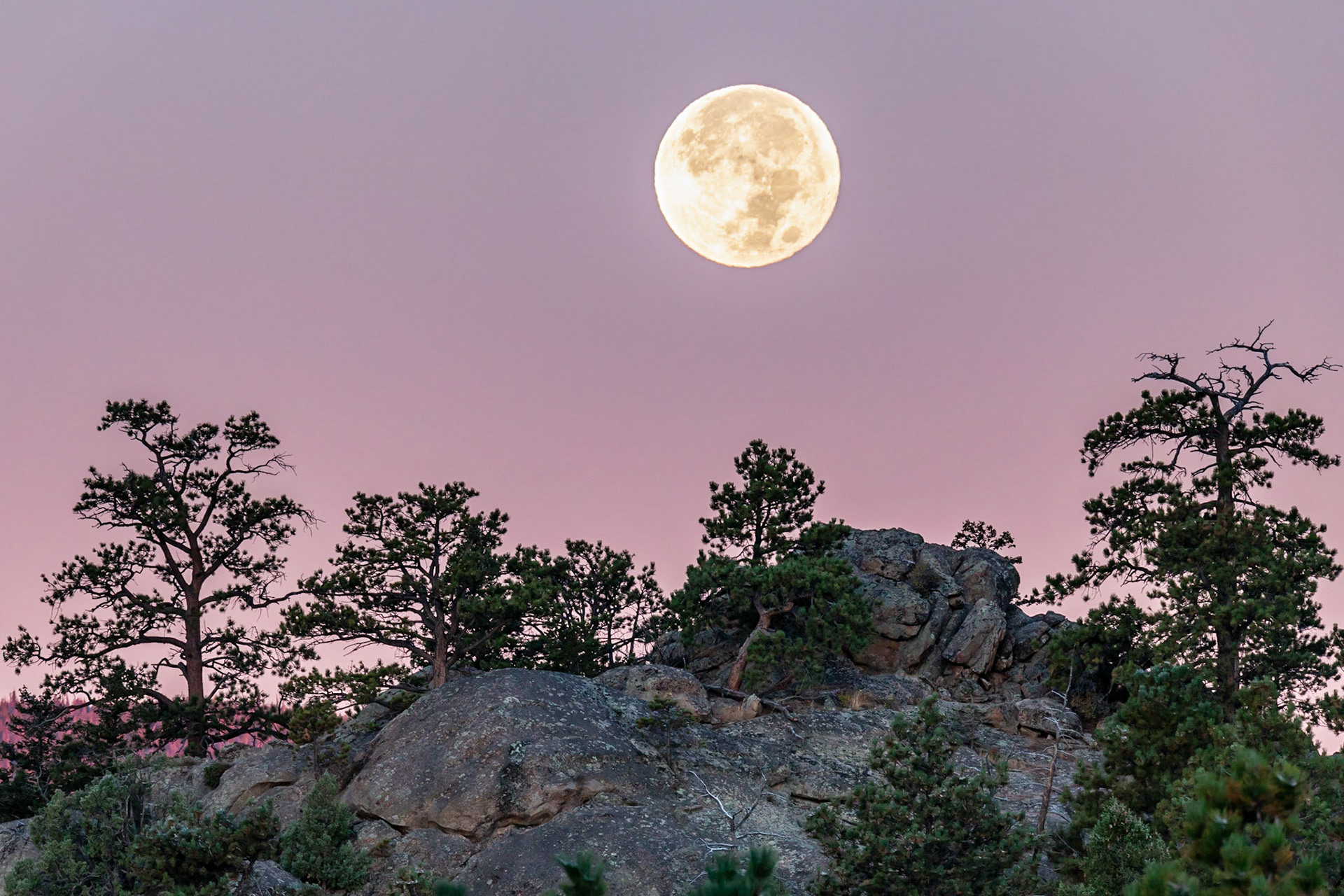 Harvest moonset in Belt of Venus