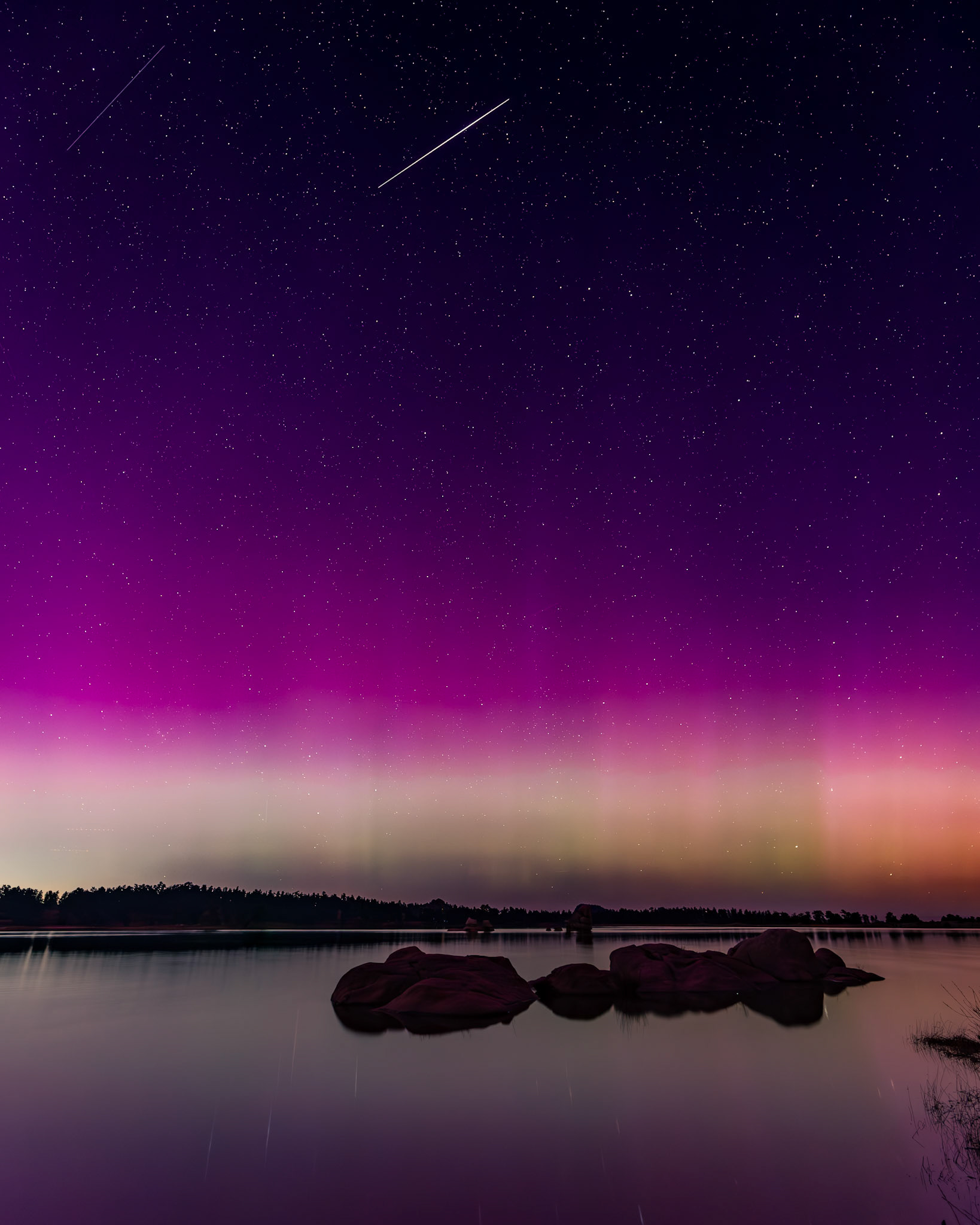 Aurora over Dowdy Lake with Shooting Star