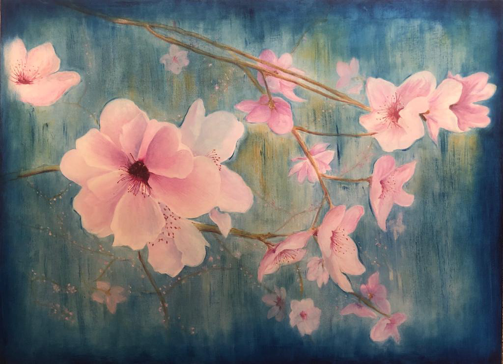 "Flor de durazno" - óleo sobre tela. 2021.