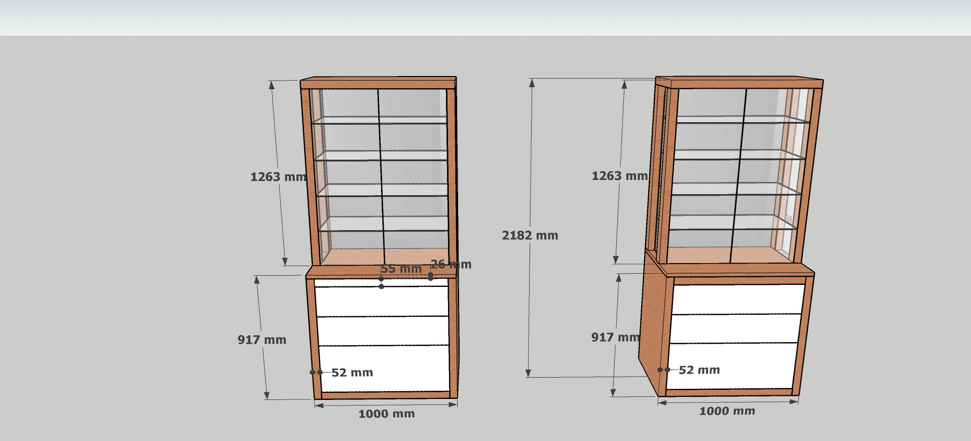Na goedkeuring van de offerte moet de klant nog een keuze maken tussen twee materiaalopties voor de uitschuifbare tafel.