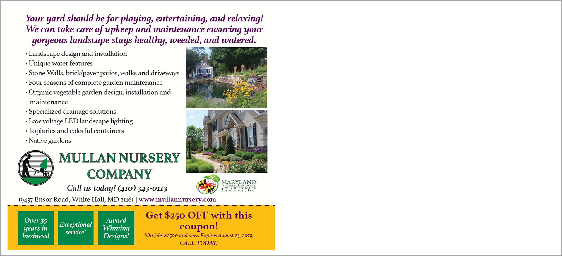 Mullan Nursery Company Promotional Card (Back)