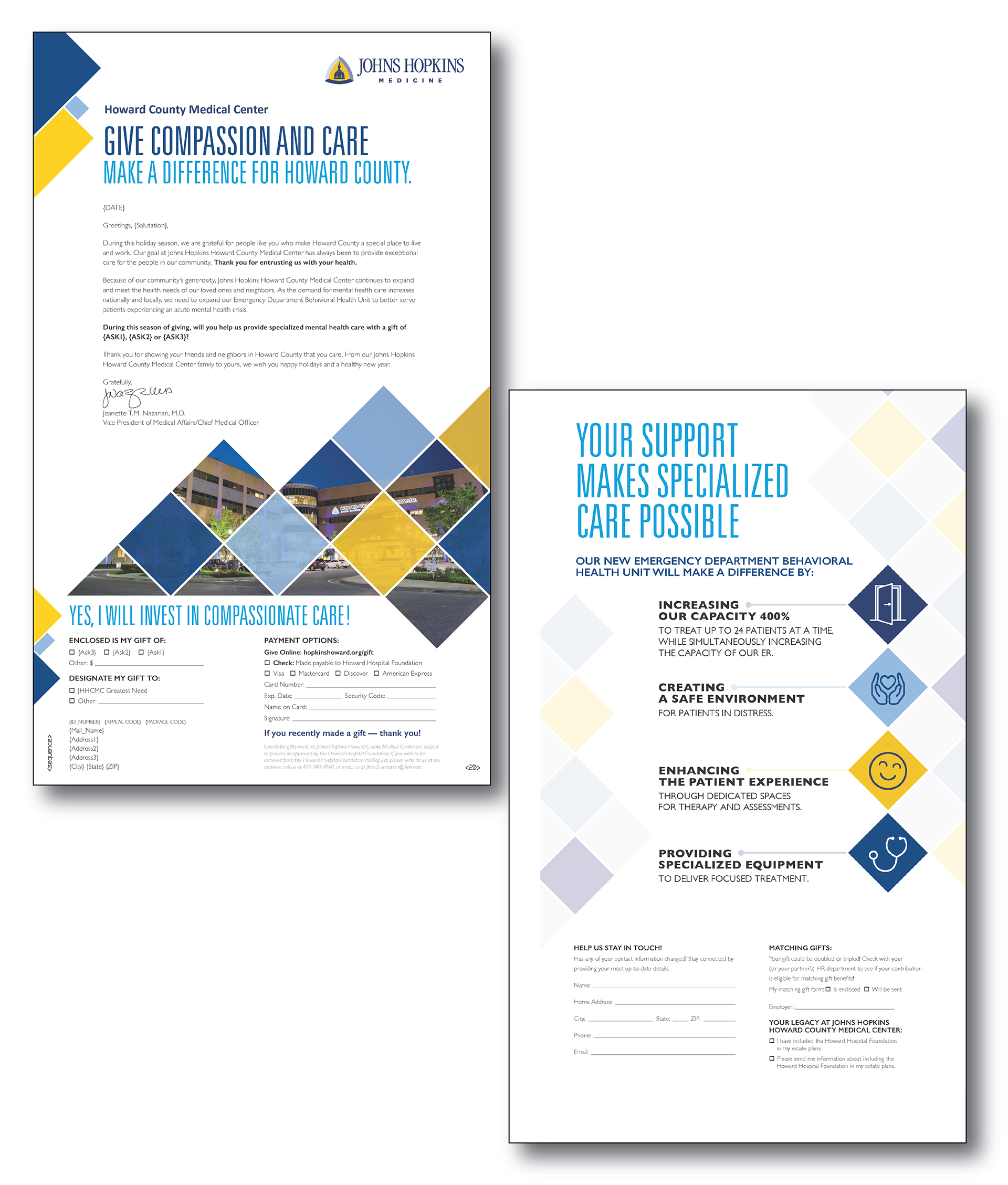 Direct Mail Letterhead Design for Howard County Medical Center