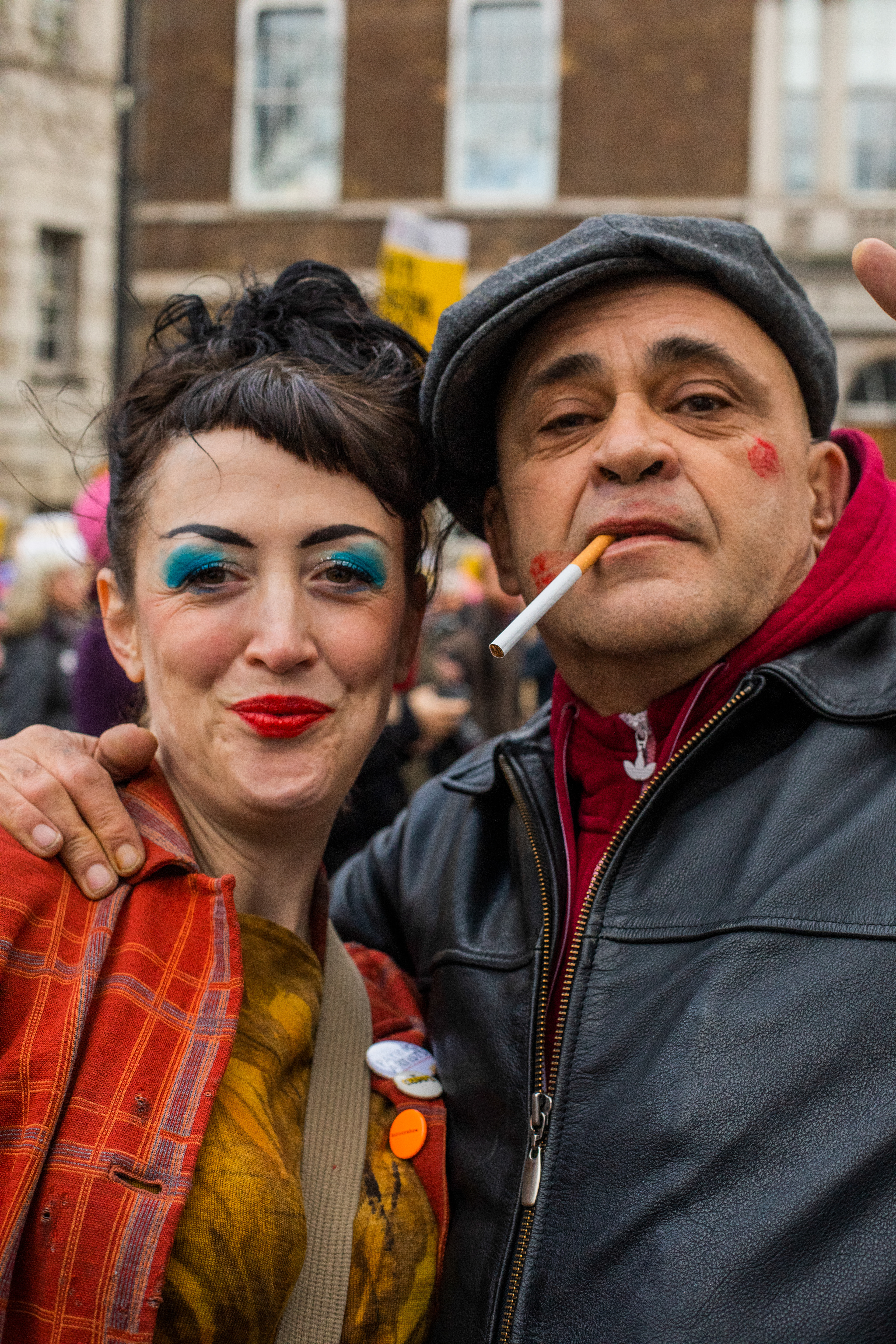 A couple pose for the camera London