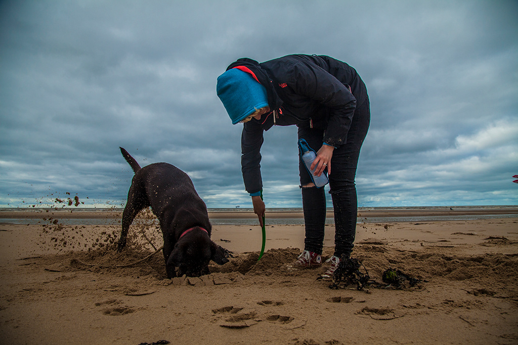 Deb and Zeppelin look for treasure