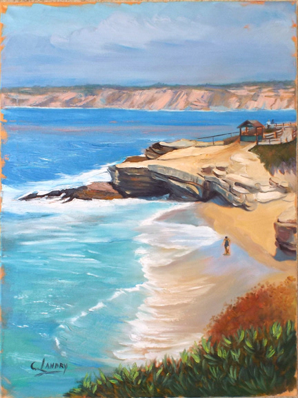Lajolla Beach, Ca. Original oil, 18"x24"