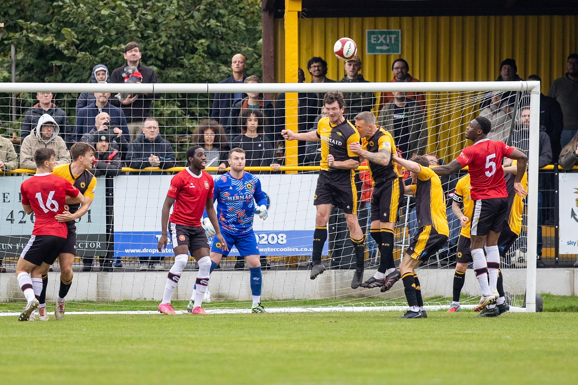 Prescot, ENGLAND -  during the NPL Premier Division match between Prescot Cables and  FC United  at The Auto Safety Centre StadiumCanon Canon EOS R5 1250 1/2000 2.8 (Pic by John Middleton)