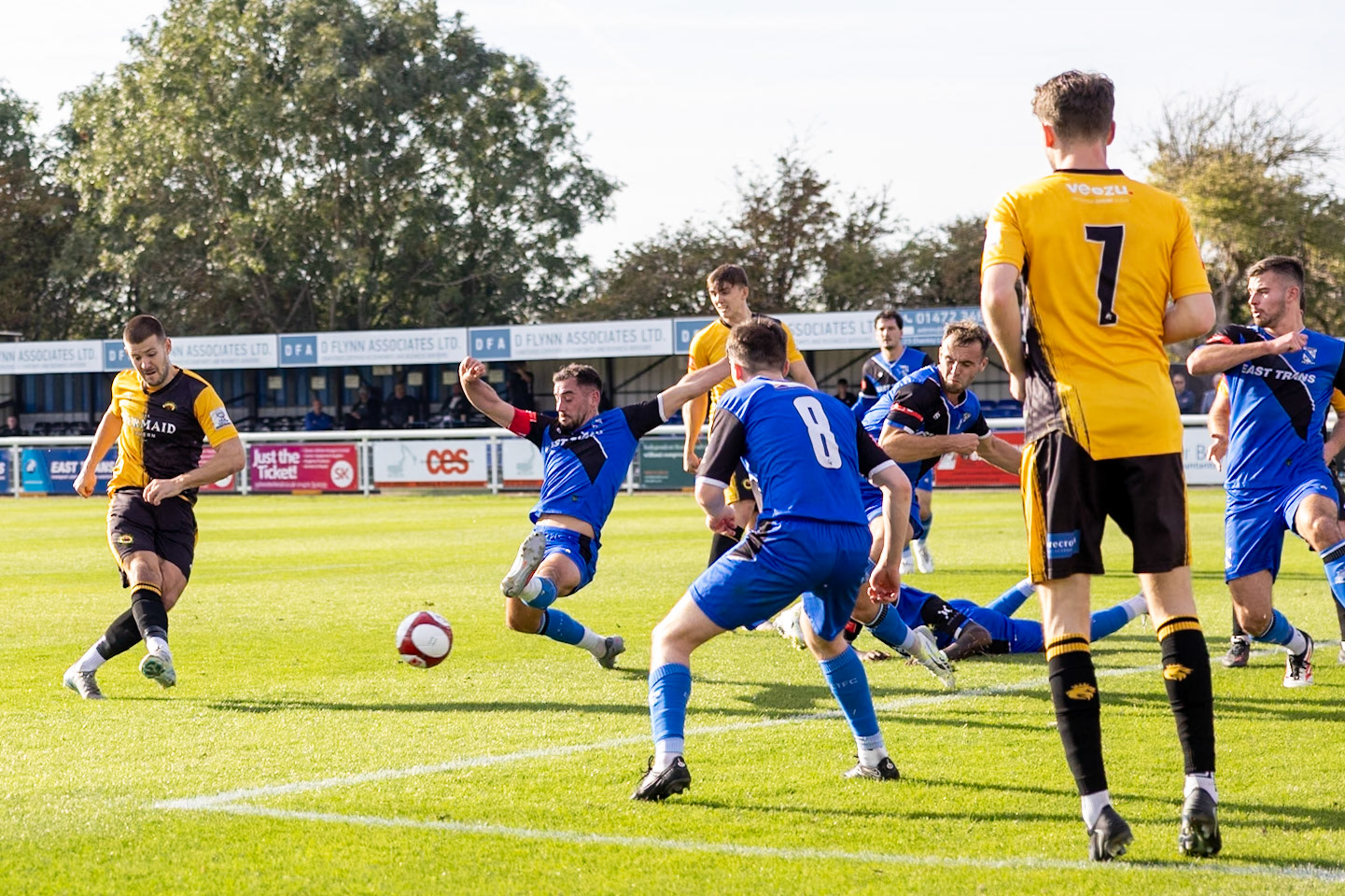 during the NPL Premier Division match between Cleethorpes Town  and  Prescot Cables at Cleethorpes.Canon Canon EOS R5 320 1/2500 2.8 (Pic by John Middleton)